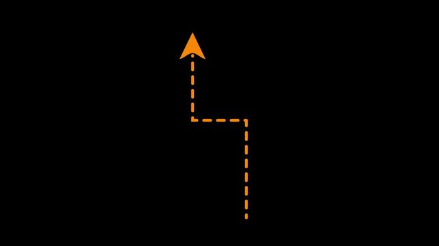 Dotted zigzag up arrow icon animation. dotted curved line motion graphics. dashed arrow line curving 4k video footage.