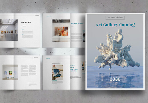 Clean Blue Modern Museum Exhibition Portfolio Brochure Layout