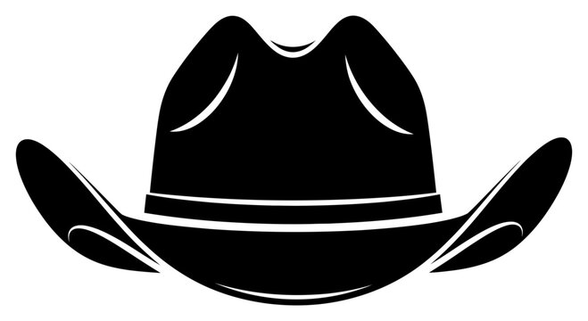 Black cowboy hat with wide brim and indented crown