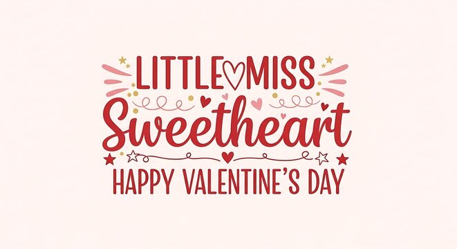 Valentines day greeting little miss sweetheart design illustration