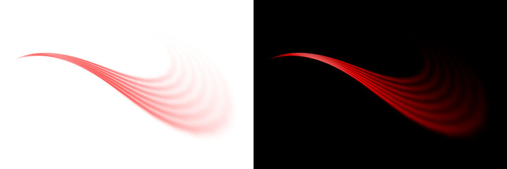 Abstract red light streak effect on transparent background for overlay design motion speed blur energy glow futuristic wave. © Design_Tree1