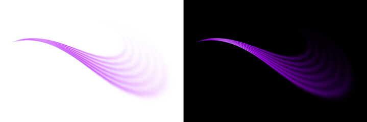 Abstract purple light streak effect on transparent background for overlay design motion speed blur energy glow futuristic wave. © Design_Tree1