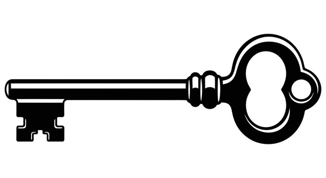 Large antique skeleton key with a decorative handle and detailed teeth for unlocking