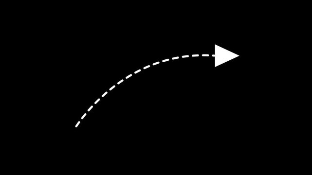 Right indicator dotted arrow animation. Creative direction, progress motion graphics. Abstract Arrow right direction icon 4k video footage.