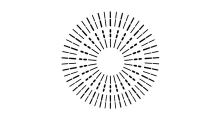 Fototapeta premium Black and white circular sunburst design.