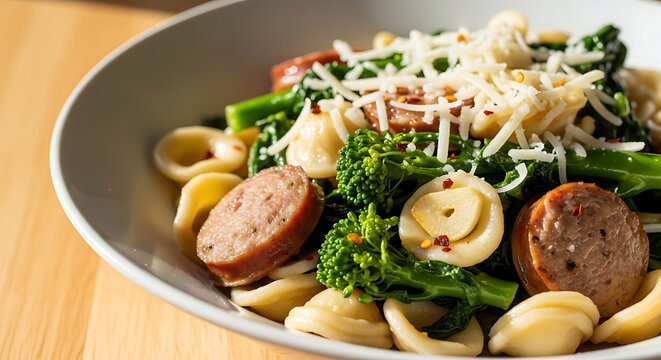 Orecchiette Broccoli Rabe Sausage Garlic Pasta Dish