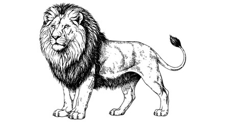 Majestic lion standing proudly with a powerful mane and tail © Muhammad