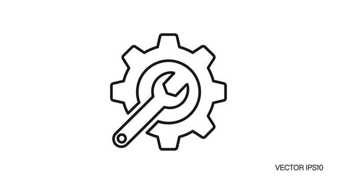 Gear with wrench icon symbol.