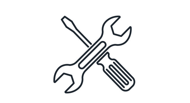 Crossed wrench and screwdriver tools.