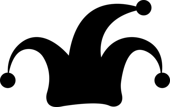 Vintage jester hat icon, jester's hat decorative background for games and entertainment, various styles of fool caps, bell adornments, and playful designs for carnival fun silhouettes. Joker Cap