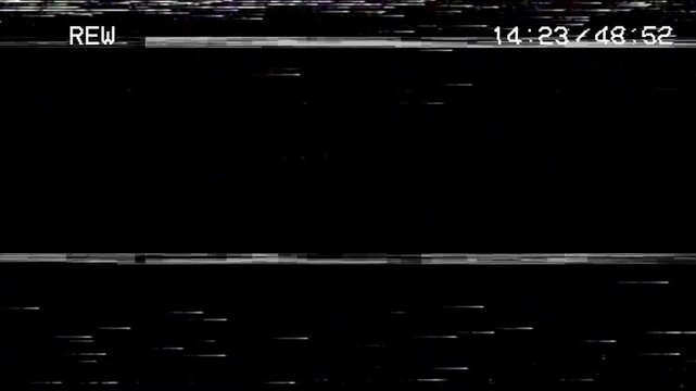 Retro VHS Glitch Screen Overlay &ndash; Rewind Effect with Static Noise and Analog Distortion Animation