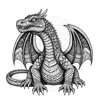 Detailed Illustration of a Mythical Dragon Creature 1.