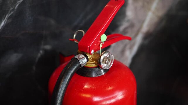 Fire extinguisher on display in a storage area