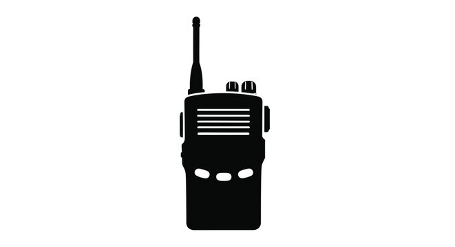 Simple black silhouette of a two way radio communication device