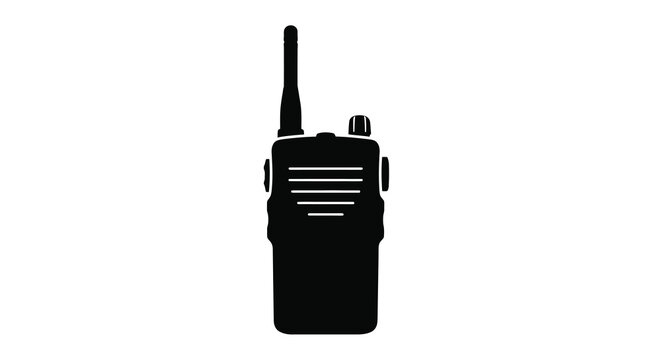 Black silhouette of a handheld walkie talkie with an antenna