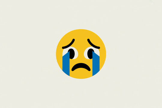 A crying yellow emoji with tears of sadness on its face