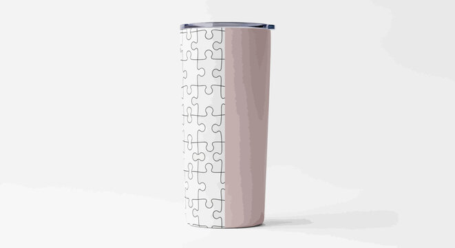 A person holds a puzzle tumbler on a white surface indoors.