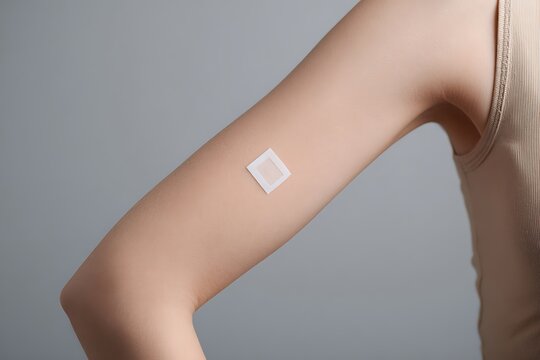 dermatology patch testing concept, small marked area on arm,