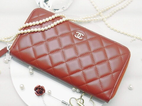 【Chanel】シャネル_ マトラッセ_ ラウンドファスナー長財布 _ラムスキン 