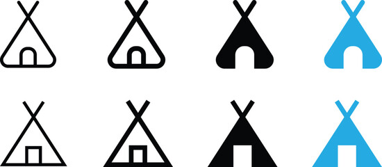 Set of teepee icons, camping tent symbols, vector illustration © mostafizur9334