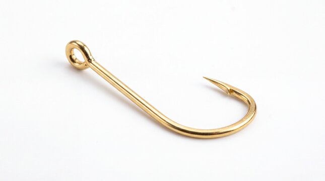 A single piece of jewelry designed as a textured gold fish hook charm for a necklace or bracelet