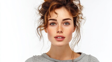 Naklejka premium no makeup portrait on a withe background