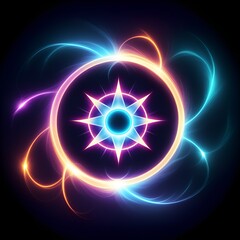 Fototapeta premium Radiant Celestial Starburst Symbol Glowing with Vibrant Magic Light and Swirling Energy for Creative Transformation Spiritual Empowerment and Universal Harmony