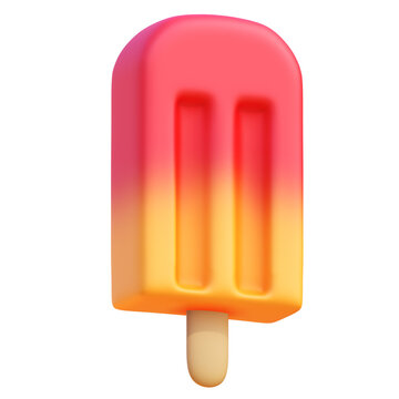  3d Two-tone colorful popsicle.  Summer treat  isolated on transparent background.