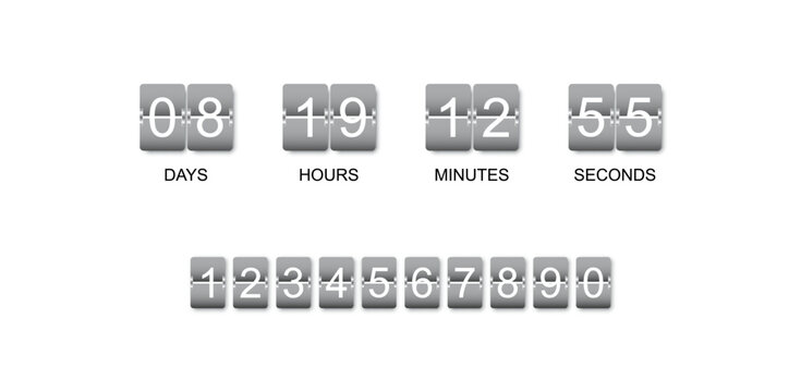 Flip clock displaying countdown timer with days, hours, minutes, and seconds