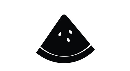 Fototapeta premium Simple black vector illustration of a watermelon slice with seeds