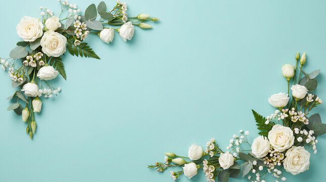 White Roses and Green Leaves Arrangement.