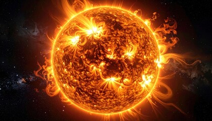 Fototapeta premium Sun Surface with Flares.