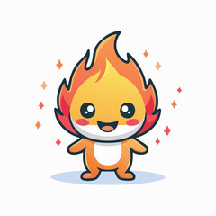Fototapeta premium Cute Kawaii Fire Character Illustration
