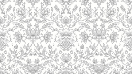 Elegant Grayscale Damask Pattern Suitable for Wallpaper, Textile and Graphic Design. © Kyle