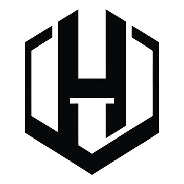 Black and white logo with letters H and T  geometric shape icon