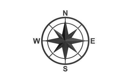Fototapeta premium Black and White Compass Rose Illustration