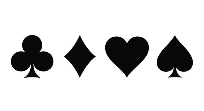 Four playing card suits arranged in a horizontal line