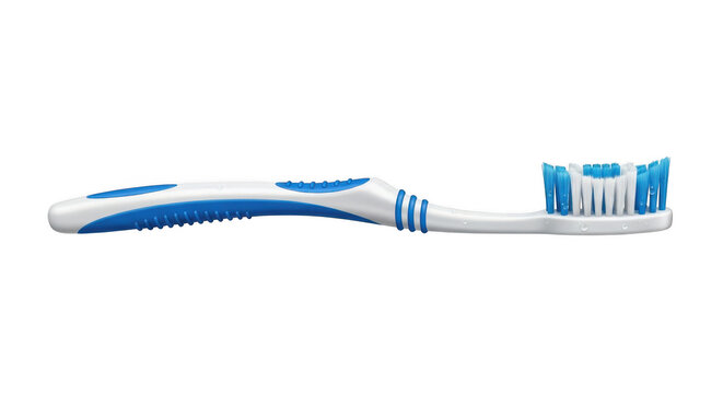 Blue and white toothbrush isolated on transparent background