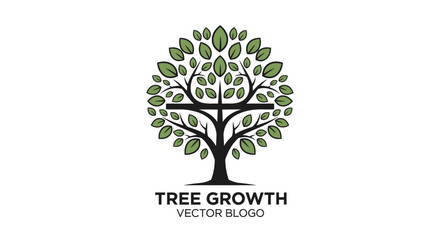 Obraz premium Tree Growth Vector Logo Illustration.
