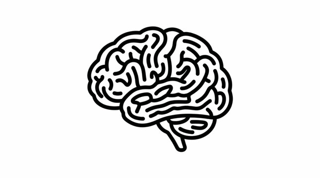 An illustration depicts a brain with a maze-like design inside a light bulb as a line art icon in a simple graphic style.