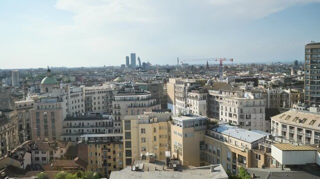 Milan ovest skyline from Velasca tower, Lombardy, Italy