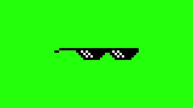 thug life, meme, sunglasses, green screen, chroma key, pixel art, deal with it, animation, flying, spinning, rotating, video editing, overlay, funny, internet culture.