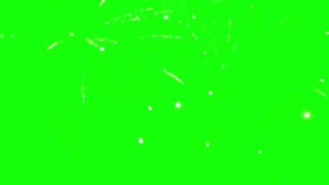 A vibrant video of fireworks exploding on a bright green background
