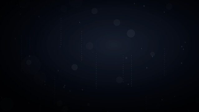 Monochrome Falling Binary Data Stream on Dark Background for Digital Archive and Database