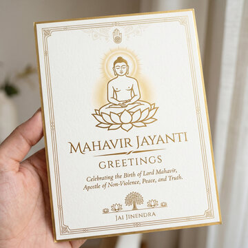 mahavir jayanti greeting design, elegant minimal style