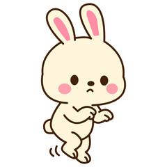 Fototapeta premium Kawaii Tiptoeing White Rabbit Illustration