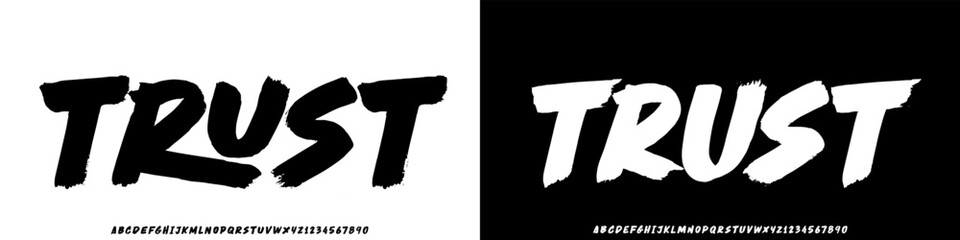 Trust Bold brush vector font. Alphabet handmade brush with uppercase and lowercase.  © krincing 