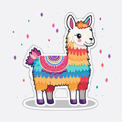 Obraz premium Cute Llama Piñata Character with Colorful Decorations