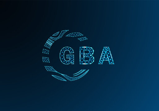 GBA low poly letter logo vector design. GBA lower poly logo design. GBA unique low poly logo design.