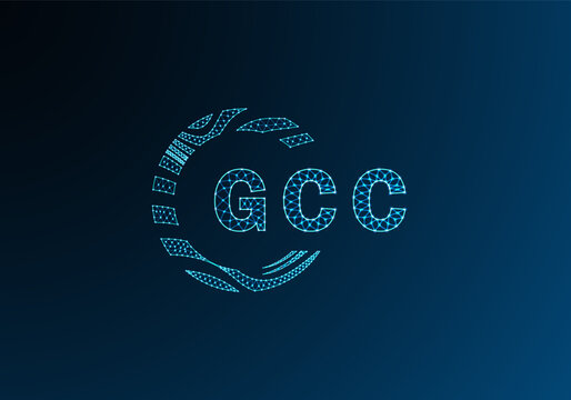 GCC low poly letter logo vector design. GCC lower poly logo design. GCC unique low poly logo design.